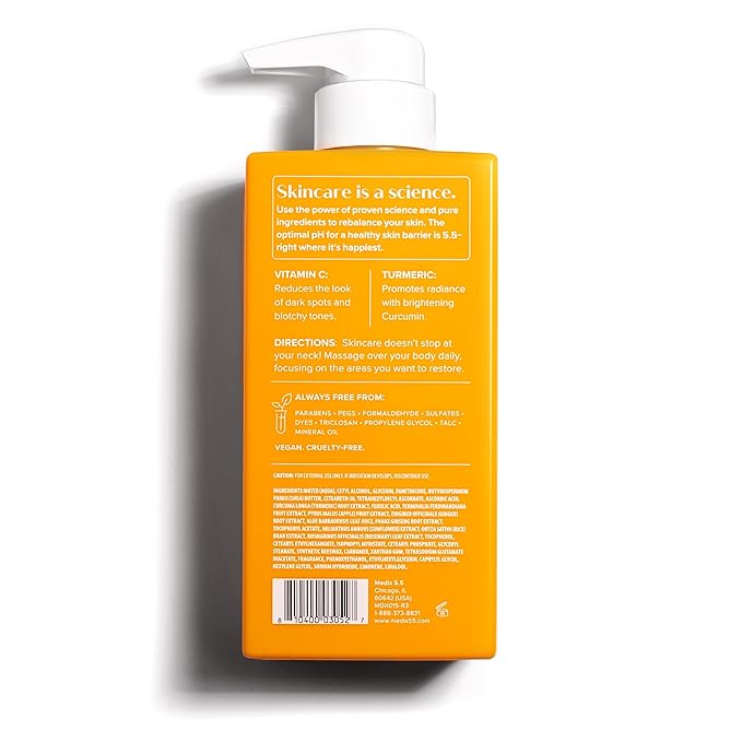 MEDIX 5.5 Exfoliating AHA Glycolic Acid Face & Body Scrub Cleanser + Vitamin C Moisturizing Body Cream Lotion Skin Care 2PC Set | Alpha Hydroxy Acid & Lactic Acid Foaming Body Wash & Face Wash, 2-PC-Velvo Beauty