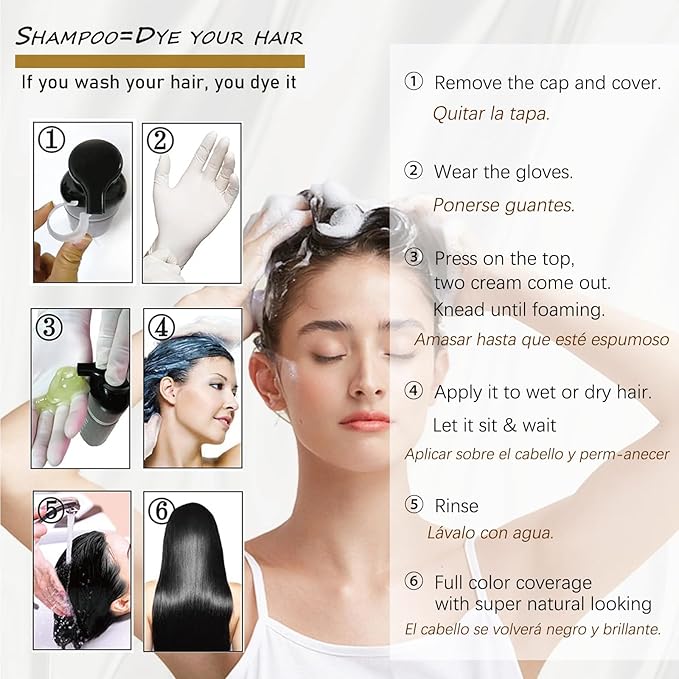 Burgundy Hair Dye Shampoo 3-IN-1,Gray Hair Coverage for Women & Men, Instant & Long-lasting Hair Color in Minutes, Pure Plant Extract Color Shampoo Hair Dye Kit for All Hair Types(Wine Red)-Velvo Beauty