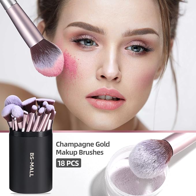 BS-MALL Makeup Brush Set 18 Pcs Premium Synthetic Foundation Powder Concealers Eye shadows Blush Makeup Brushes with black case-Velvo Beauty