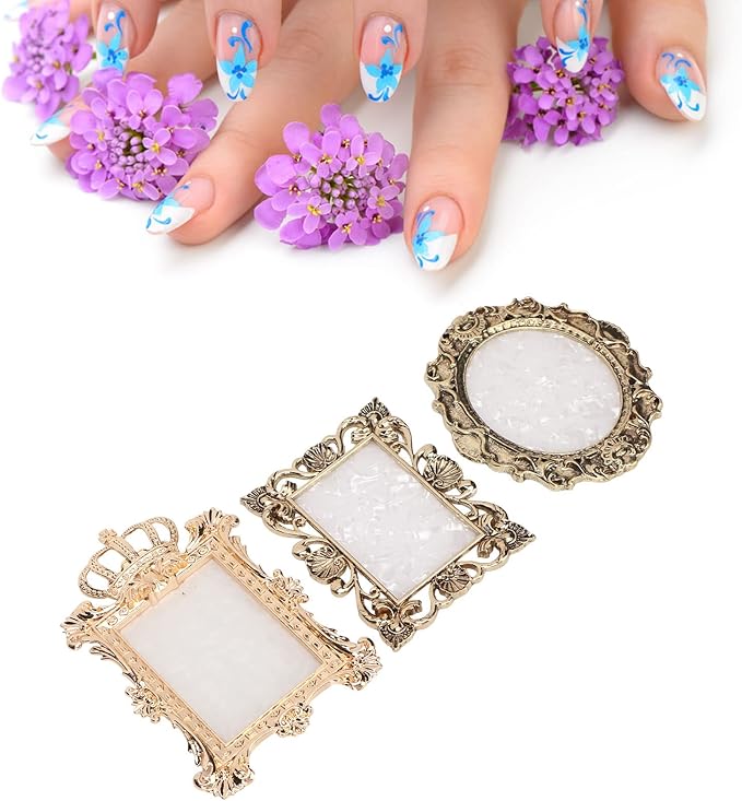 Nail Art Resin Palette,3pcs Vintage Nail Art Palette Multi Functional Display Mixing Nail Coloring Palette Nail Polish Color Mixing Palette for Makeup Gold Copper Color-Velvo Beauty