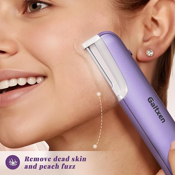 Dermaplaning Tool for Women - Facial Exfoliation & Peach Fuzz Hair Removal with Rechargeable Sonic Edge Technology, 10 Refill Blades-Velvo Beauty