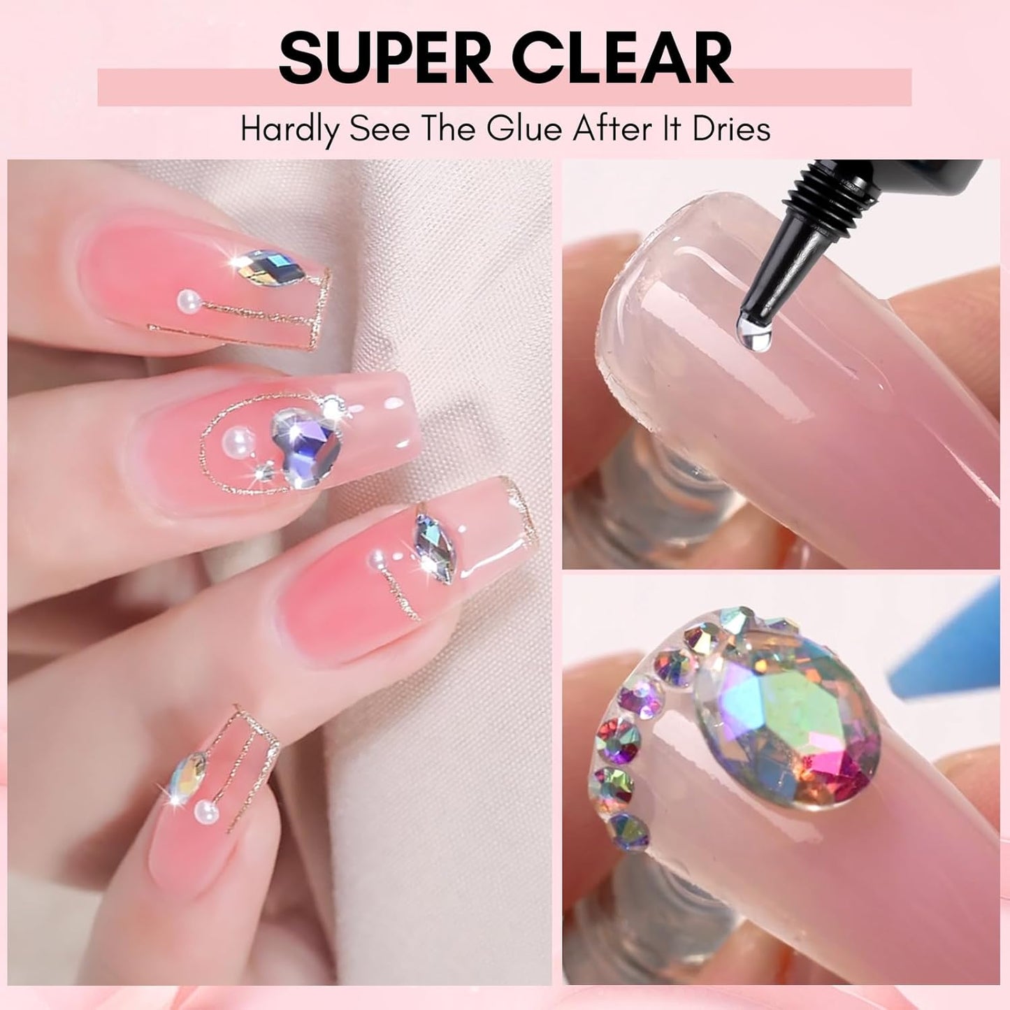 Makartt Nail Rhinestone Glue Set - Gel Nail Glue for Rhinestones, 3D Art Design Super Strong Adhesive for Charm Gems Jewel Crystal Beads Diamonds, 15ml & 8ml, Easy Use, Cured Need-Velvo Beauty