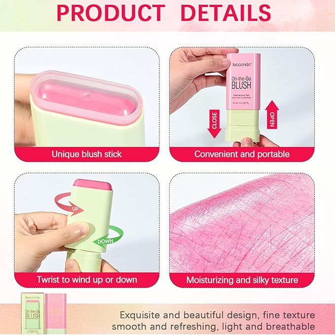Cream Coral Orange Blush Stick,Multi-Use Makeup Milk Blush Stick,Long Lasting Natural Blush Makeup 2-in-1 Cheek and Lip Tint,Waterproof Vegan Tinted Moisturizer Matte Blush Stick for Cheeks and Lip-Velvo Beauty
