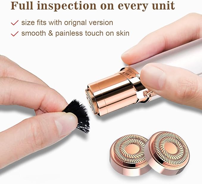 Hair Remover for Face Woman, Electric Face Shaver for Women Chin, Lip, Peach Fuzz with 2 Pc Replacement Heads, USB Rechargable-Velvo Beauty