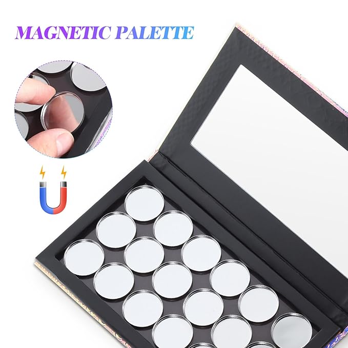 Beaupretty Empty Magnetic Eyeshadow Palette Mermaid Makeup Palette with Mirror Round Metal Pans and Depotting Spatula Set-Velvo Beauty