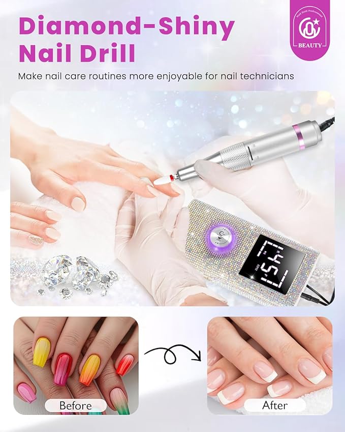CozyZen Cordless Electric Nail Drill, 45000 RPM Rechargeable Diamond E-File, Portable & Low Noise for Acrylic/Gel Nails, Manicure & Pedicure - Professional & Home Use-Velvo Beauty