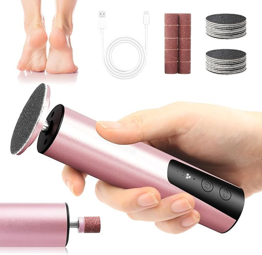 Electric Foot Callus Remover, 2 in 1 | 6 Speed Adjustable Foot File Nail Grinder with Sandpaper Disks, Professional Sander Pedicure Tool for Feet Dead Skin, Self Care Gifts for Women Mom Lover Friends-Velvo Beauty
