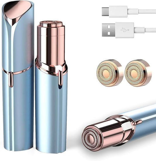 Facial Hair Removal for Women, Painless Hair Removal Device Lady Face Electric Razor for Lip, Chin,arms with USB Rechargeable Included 2 pc Replacement Heads-Velvo Beauty