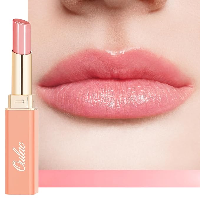 Oulac Shine Pink Lipstick for Women, 2 in 1 Glossy Light Pink Tinted Lip Balm, Hydrating Lipstick for Dry Lips, Moisture Shine Juicy Finish Vegan 2.2g/0.07oz (22)-Velvo Beauty