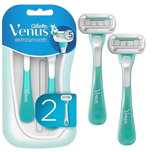 Gillette Venus Extra Smooth Sensitive Disposable Razors for Women with Sensitive Skin, 2 Count-Velvo Beauty