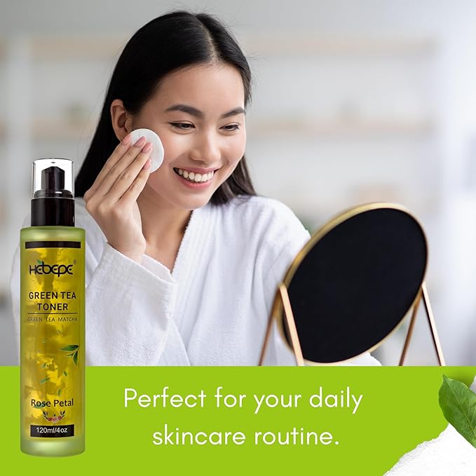 Green Tea Matcha Facial Toner with Rose Petal, Refreshing, and Soothing Face Toner, with Rose Oil, Aloe Vera,120ml-Velvo Beauty