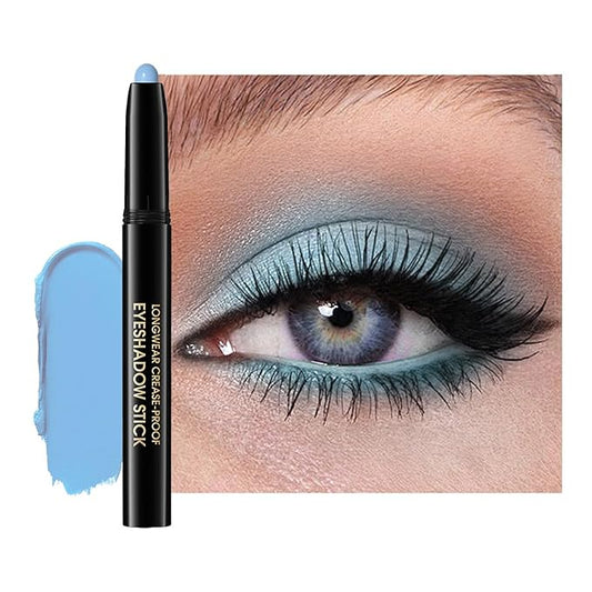 Eyeshadow Stick, Shimmer and Matte Cream Eye Shadow Brightener Sticks Eyeliner Pencil Crayon, Waterproof Long Lasting Eye Highlighter Stick Makeup,0.056 Oz(#10-Cornflower)-Velvo Beauty