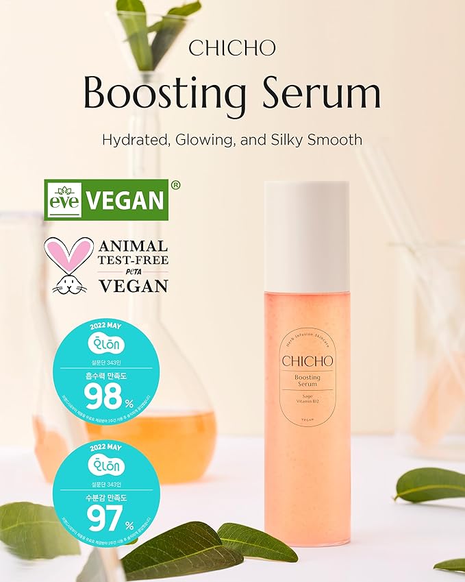 CHICHO Boosting Serum - Korean Face Spray Essnece with 88% Sage Leaf Water Vitamin B12 Niacinamide - Glow Skin Hydrating Sensitive Skin Vegan Clean Formula, 3.38 fl.oz.-Velvo Beauty