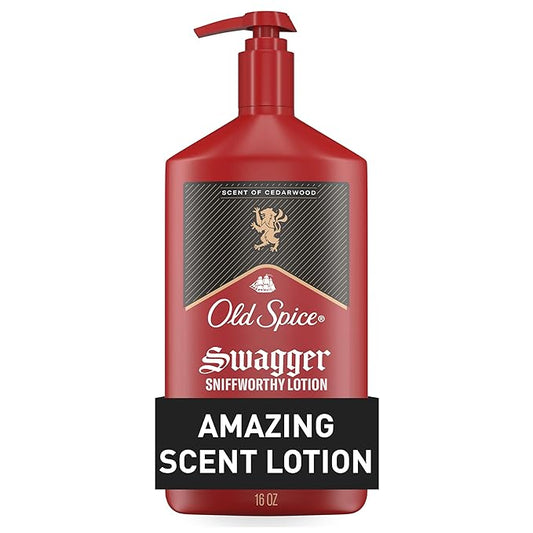 Old Spice Hand, Face & Body Lotion for Men, 24/7 Lightweight Moisturization with Amazing Scent, Instant Absorption, For All Skin Types, Swagger with Cedarwood Scent, 16 oz-Velvo Beauty