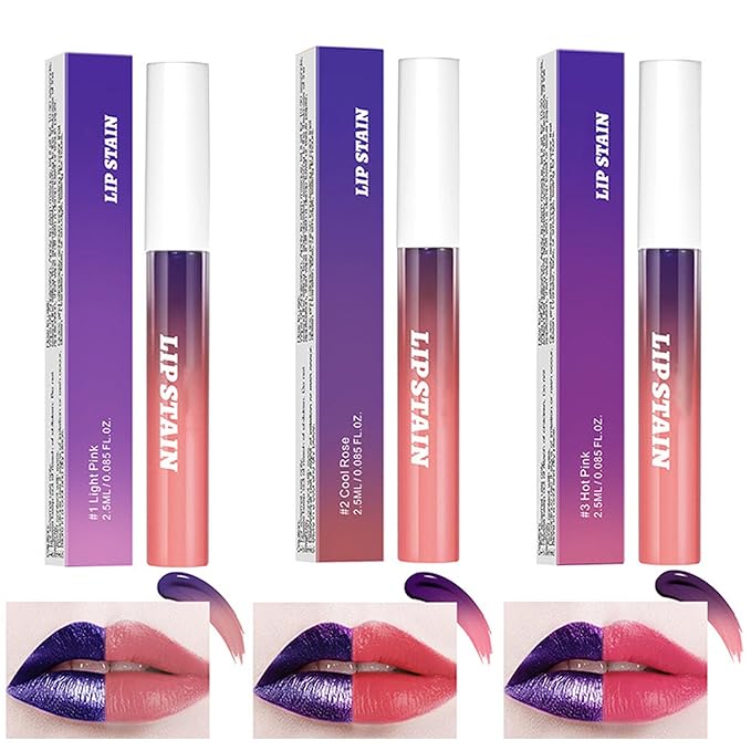 Dulele 3PCS Peel Off Lip Stain, Matte Peel Off Lip Gloss Long Wear Lip Stain Peel Off Lipstick Set, Waterproof Highly Pigmented Peel Off Lip Tint Stain (Pink, 1)-Velvo Beauty