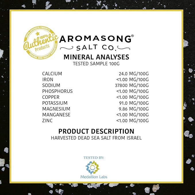 Aromasong Dead Sea Salt - Spa Bath Salt - Bulk 19 Lb Pack of 78 (1482 Lbs Total) Fine Grain - 100% Pure - Better Absorbing Than Epsom Salt - Soak for Women & Men for Skin Issues and Relaxation-Velvo Beauty