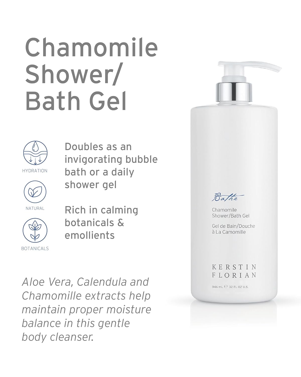 Kerstin Florian Chamomile Shower and Bath Gel | Aromatherapy Body Wash (13.5 fl oz)