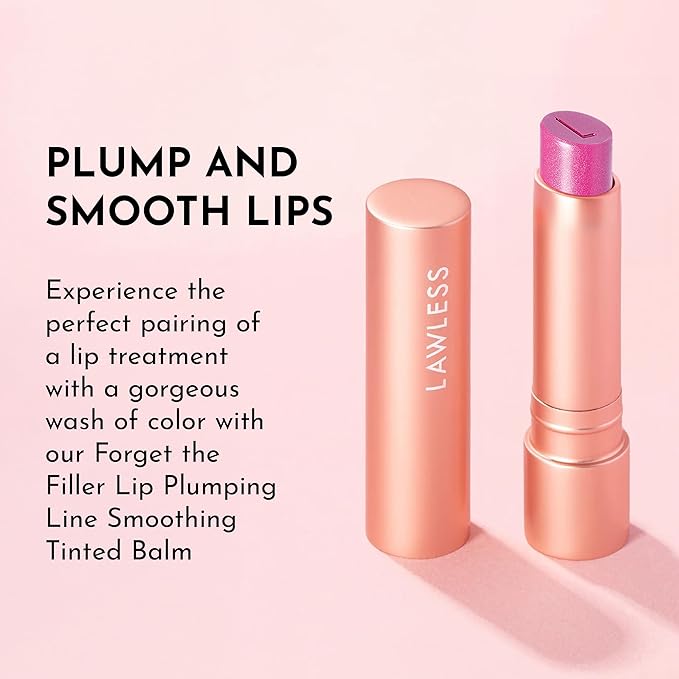 Lawless Forget the Filler Lip Plumping Line Smoothing Tinted Balm - Candy Girl - Premium Tinted Lip Balm with Natural Ingredients to Plump and Smooth Lips for a Firmer, Fuller Look - 0.09 oz-Velvo Beauty