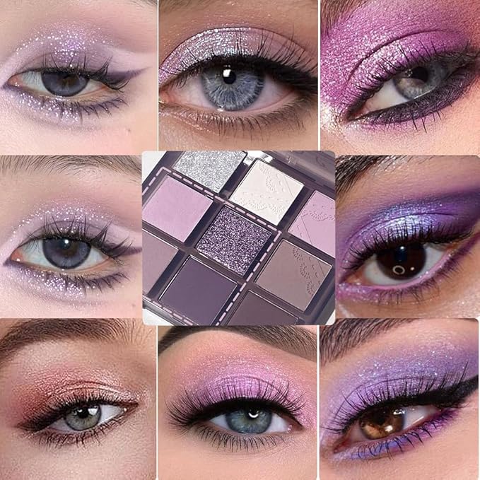 Purple Silver White Pink Tan Grape Matte Shimmer Eyeshadow Palette for Eye Makeup,High Pigmented Eye Shadow make up Powder Palet de sombras de ojos-Velvo Beauty