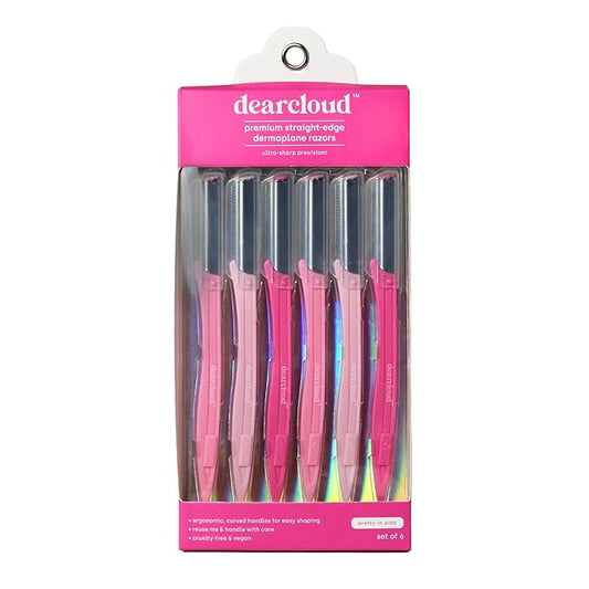Pretty in Pink Straight-Edge Dermaplane Razors – Set of 6 – Flawless Facial Hair Remover, Dermaplane Razor for Women Face & Exfoliation Tool (Pretty in Pink)-Velvo Beauty