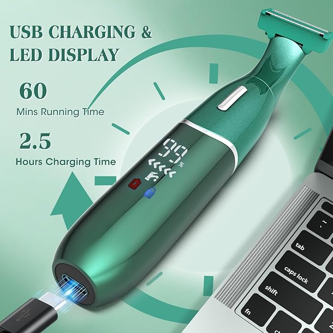 Electric Razor for Women,6 in 1 Women's Bikini Trimmer Shaver for Women & Men Pubic Hair, Private Area, Legs, Eyebrow,Face, Nose, Eyebrow, Body Hair Removal IPX5 Waterproof Wet & Dry-Velvo Beauty