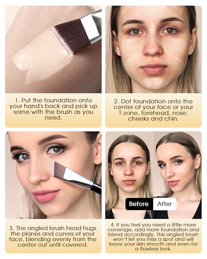 EIGSHOW Angled Flat Foundation Brush, Vegan Synthetic Bristles, Streak Free Application, Face Makeup Brush For Blending Liquid, Cream, Face Mask (E870)-Velvo Beauty