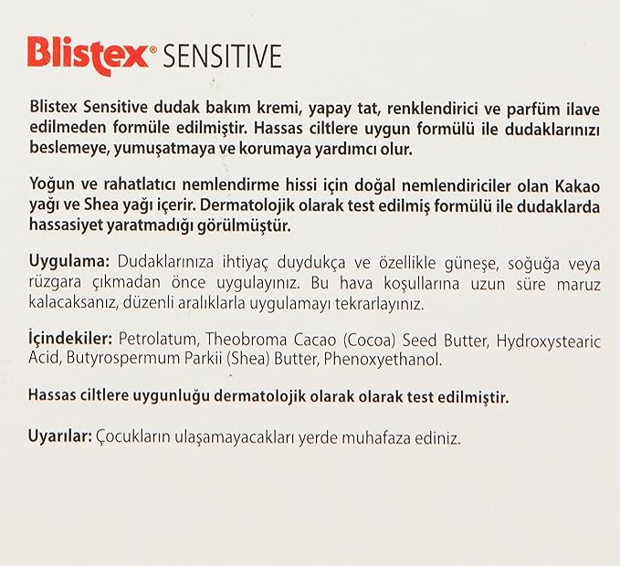 Blistex Simple & Sensitive Lip Balm, 0.15 Ounce Tube – Hypo-Allergenic Unflavored Lip Balm, Gentle Lip Moisturizer For Dry Lips, Contains Shea & Cocoa Butter-Velvo Beauty