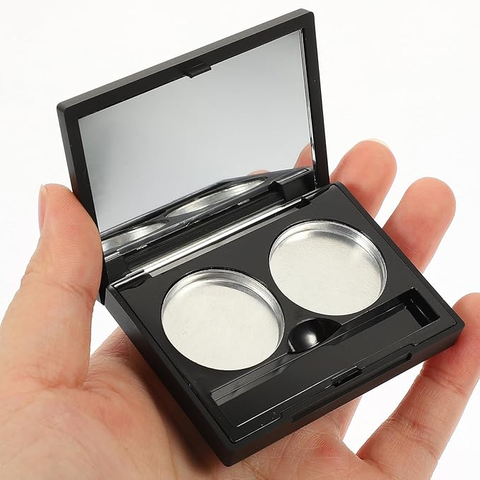 Empty Magnetic Eyeshadow Makeup Palette with 2Pcs Round Metal Pans,Magnetic Makeup Palette, Empty Makeup Palette,Aluminum Blush Empty Magnetic Eyeshadow Case,Customizable Beauty Organizer-Velvo Beauty