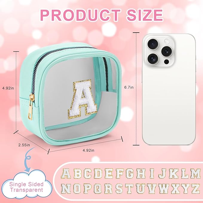 YOOLIFE Initial Make Up Bag Travel Toiletry Bag, Clear Makeup Bag Preppy Cosmetic Bags Small Makeup Bag Travel Essentials Gifts for Women Teen Girlfriend Teacher Mom Birthday Gifts Makeup Pouch Blue J-Velvo Beauty