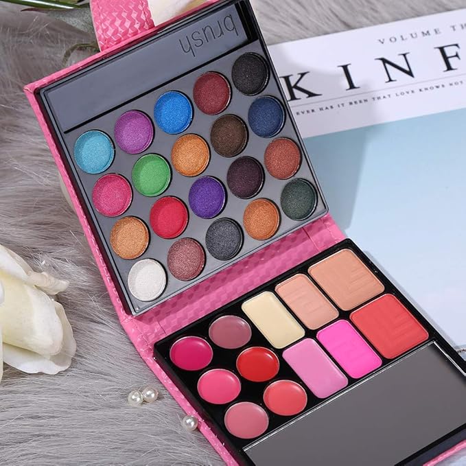 All in One Makeup Kit - 20 Eyeshadow, 6 Lip Glosses, 3 Blushers, 2 Powder, 1 Concealer, 1 Mirror, 1 Brush, Make Up Gift Set for Teen Girls, Beginners And Pros-Velvo Beauty