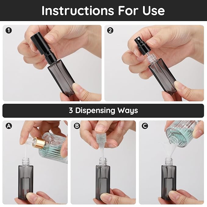 Segbeauty 5 Packs Travel Perfume Bottle Refillable, 10ML Mini Portable Glass Spray Bottles Atomizer, Empty Cologne Sample Dispenser with Funnel and Pipette, Perfume Making Kit Toiletries Container-Velvo Beauty