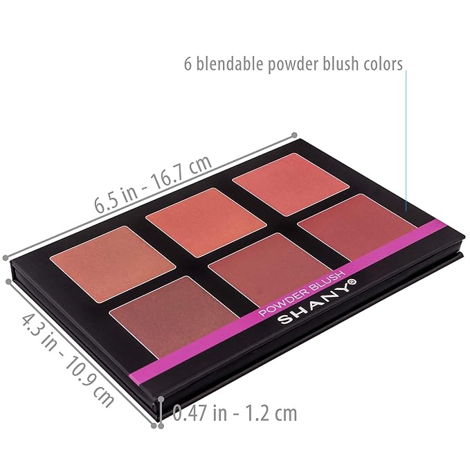 SHANY Shimmer & Matte Powder Blush Makeup Palette with Mirror - 6 Color Makeup Blush Palette - BLUSH-Velvo Beauty