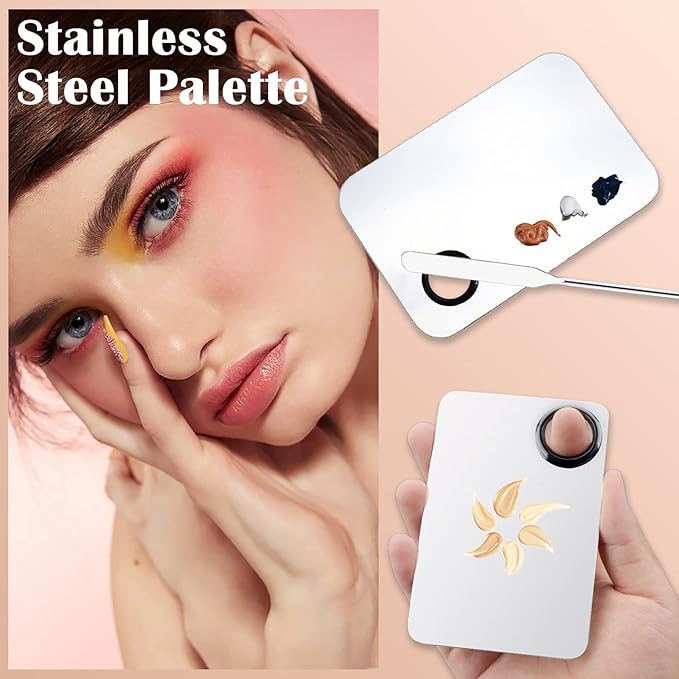 DAGEDA Stainless Steel Makeup Spatula Set, Makeup Mixing Palette Make up Spatula Tool, Foundation Spatula Makeup Foundation Mixing Pigment Palette, Cosmetic Spatula Foundation Palette Make up Tool-Velvo Beauty