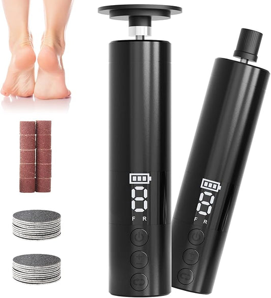 Electric Callus Remover for Feet, Rechargeable Professional Electronic Foot File Nail Grinder,9 Adjustable Speed Foot Sander Scrubber Pedicure Tool for Dry Dead Skin with Sandpaper Discs (Black)-Velvo Beauty