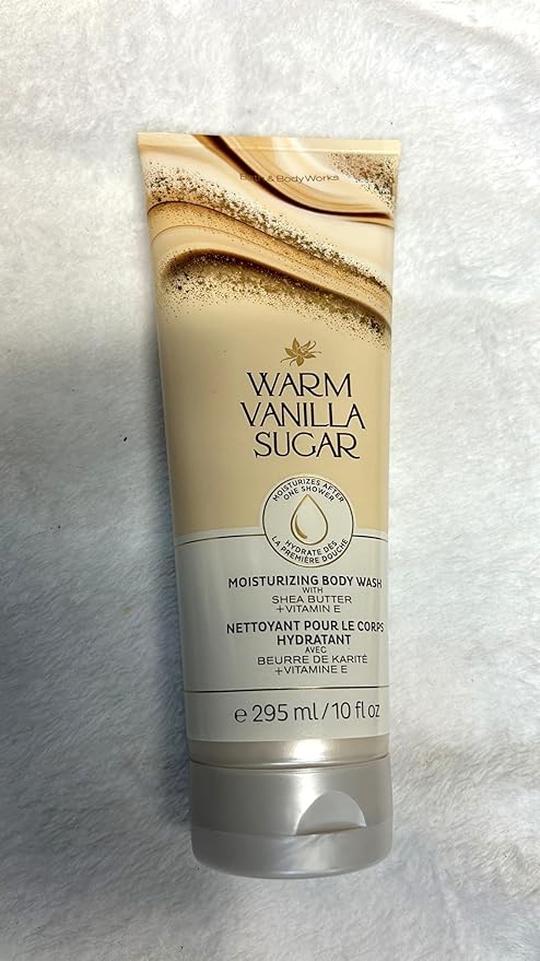 Bath and Body Works WARM VANILLA SUGAR Moisturizing Body Wash with Shea Butter and Cocoa Butter - Full Size-Velvo Beauty
