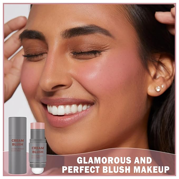 Cream Blush Stick with Sponge 3 in 1 Multi-Use Blush Makeup Stick Long Lasting Waterproof Natural Matte Cream Blush Stick for Cheeks, Lips and Eyes - Fairy Pink-Velvo Beauty
