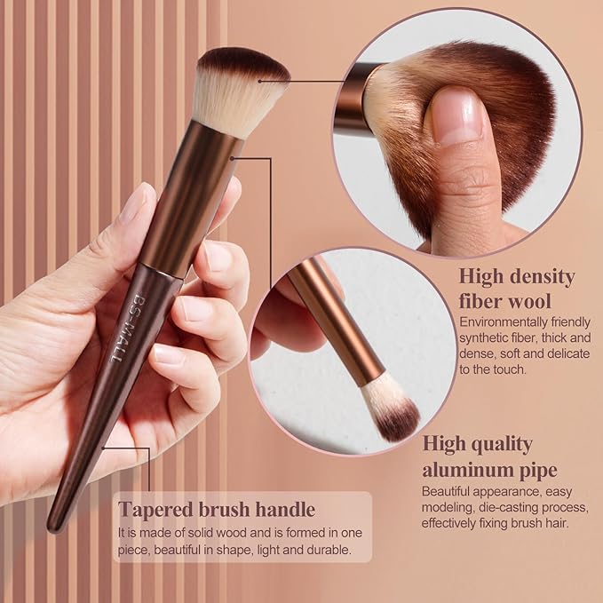BS-MALL Makeup Brush Set 18 Pcs Premium Synthetic Foundation Powder Concealers Eye shadows Blush Makeup Brushes with black case (B-Brown)-Velvo Beauty