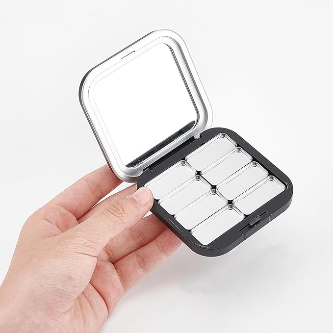 NICENEEDED 2 Pcs Empty Eyeshadow Palettes, 8 Grids Blush Pallet Makeup, DIY Eye Shadow Pigment Holder Case Refillable Cosmetic Sample Makeup Storage Box for Women-Velvo Beauty
