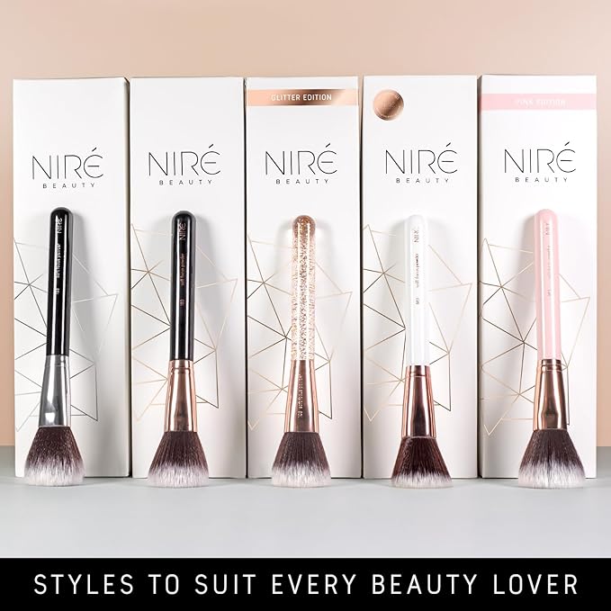 Niré Beauty 15piece Award Winning Professional Makeup Brush Set: Vegan Makeup Brushes with Case, Makeup Sponge, Brush Cleaner, Guide, Gift Box-Velvo Beauty