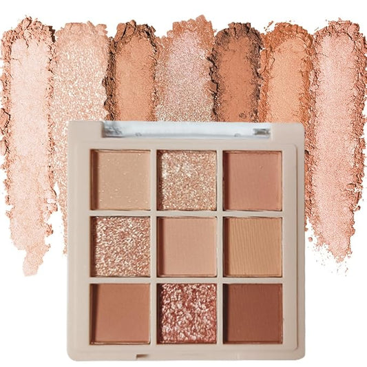Eyeshadow Palette Makeup- 9 Colors Naked Eyeshadow Palette Matte Shimmer Korean Natural Eye Shadow palettes Highly Pigmented Naturing-Looking Long Lasting (#03)-Velvo Beauty