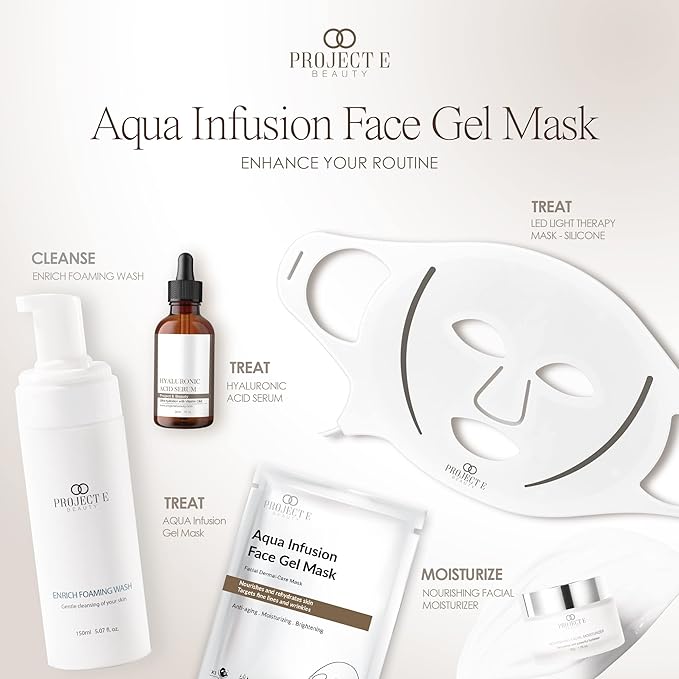 Project E Beauty Aqua Infusion Face Gel Mask Moisturizing, Hydrating & Anti-Aging | Removes Fine Lines | Brightening Collagen Face Mask | Skincare Routine | Hydrogel Sheet Masks | 5 Pack-Velvo Beauty