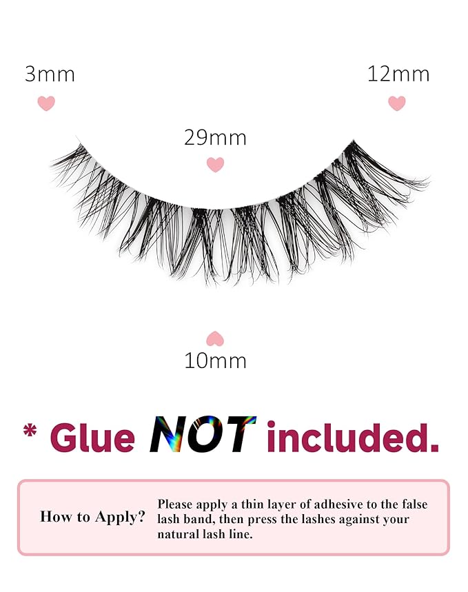 Wispy Lashes Natural Look Fake Eyelashes Natural Lashes False Eyelashes Wispy Fake Lashes Natural Eyelashes Clear Band Lashes UP20-Velvo Beauty