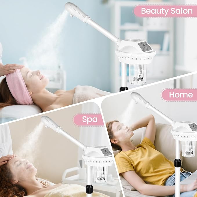 Professional Facial Steamer, Esthetician Steamer on Wheels, Stand Face Steamer for Facial Deep Cleaning, Steamer for Facial for Personal Care or Spa, Moisturizing and Hydrating-Velvo Beauty