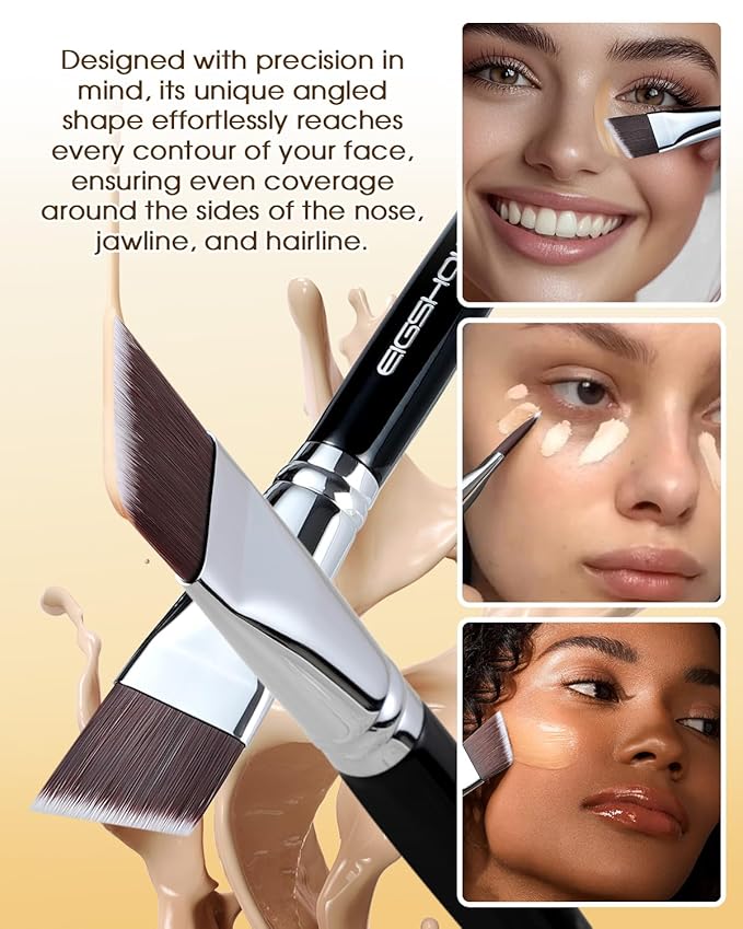 EIGSHOW Angled Flat Foundation Brush, Vegan Synthetic Bristles, Streak Free Application, Face Makeup Brush For Blending Liquid, Cream, Face Mask (E870)-Velvo Beauty
