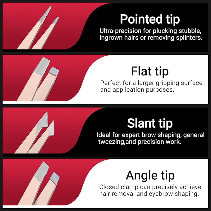 TsMADDTs Tweezers for Women Facial Hair, 8 in 1 Eyebrow Kit with Tweezers, Eyebrow Trimmer Scissors, Razor, Brush with Travel Bag, Hair Plucking Daily Beauty Tools-Velvo Beauty