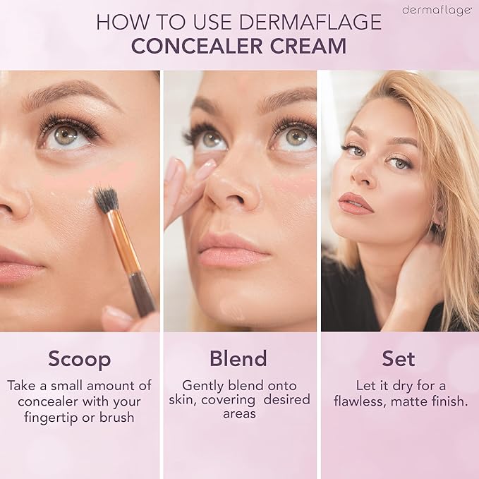 Dermaflage Waterproof Concealer Cream - Full Coverage, Matte Finish, Porcelain Color, 9 Shades, Long-Lasting, Conceals Dark Circles, Tattoos, Acne-Velvo Beauty