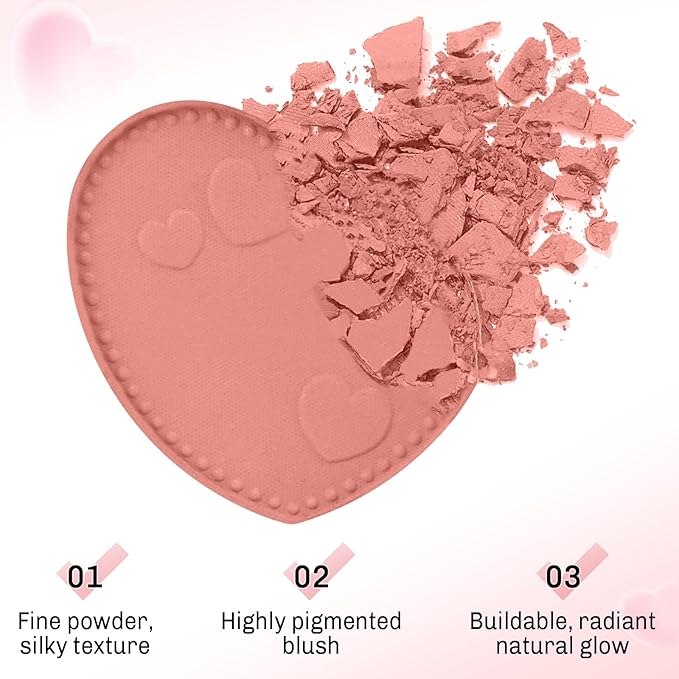 Boobeen Powder Blush Matte Pressed Blush Palette, Highly Pigmented Cream Pink Blusher for Cheeks, Blusher Compact Powder Makeup Lightweight Easily Blends, Single Color Rouge Powder-Velvo Beauty
