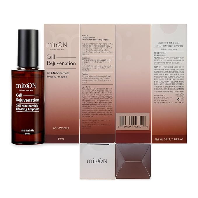 Mito-on Cell Rejuvenation Anti-Aging Serum, 50ml / 1.69 fl.oz –10% Niacinamide, Vitamin B3 and Antioxidants, Centella + EGF for Anti-Aging, Wrinkle Reduction, Pore minimization, Korean Skin Care-Velvo Beauty