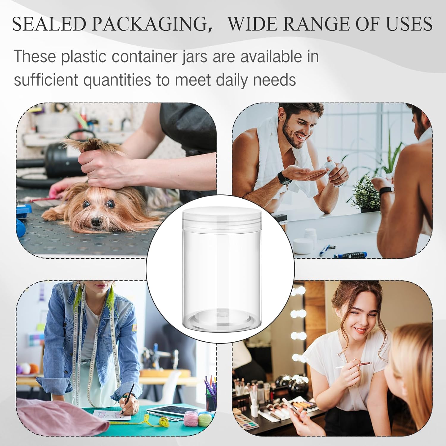 SATINIOR 100 Pcs Plastic Jars with Lids Small Containers Lids Wide Mouth Small Plastic Containers for Lotion Cream Rhinestones Body Butters Travel Storage(10 oz, Clear)-Velvo Beauty
