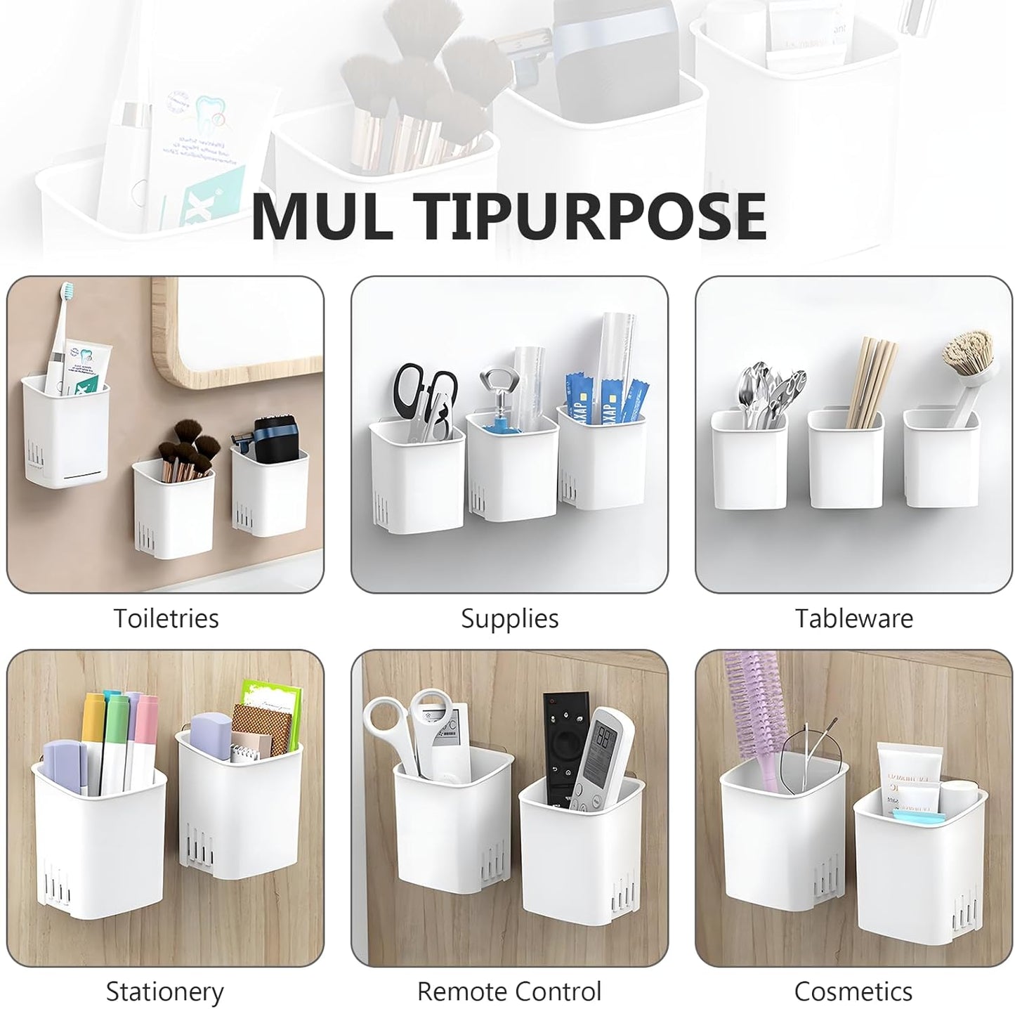 2 Packs Wall Mounted Toothbrush Holders, Self Adhesive Bathroom Toothbrush Wall Holder for Electric Toothbrush, Toothpaste, Razor,Shower Item (White-Velvo Beauty